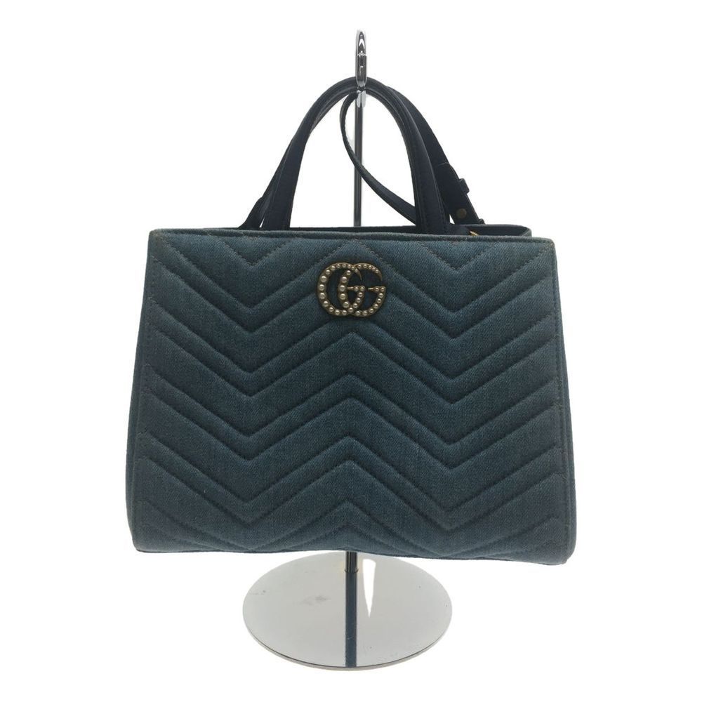Gucci Handbag GG Marmont Shoulder Bag Quilting Denim Blue